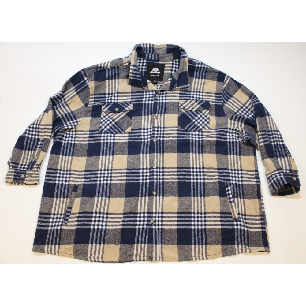 Winston Flannel Shirt with Pockets Men 5XL Multi‎ Plaid Long Sleeve Outdoors
